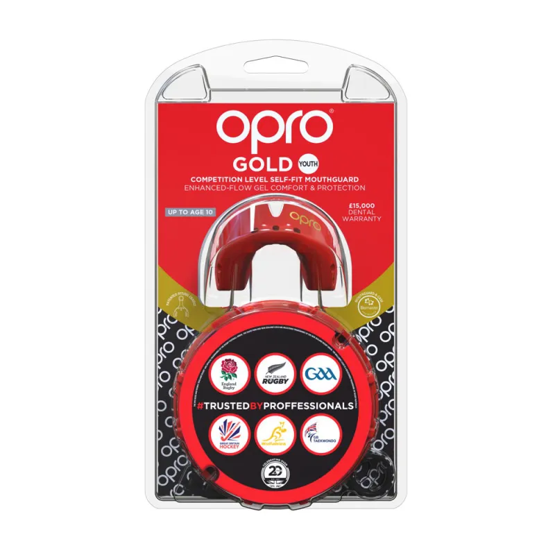 OPRO Self-Fit GEN4 Junior Gold Mouthguard - Red/Pearl 4 OPRO Self-Fit GEN4 Junior Gold Mouthguard - Red/Pearl - Image 2