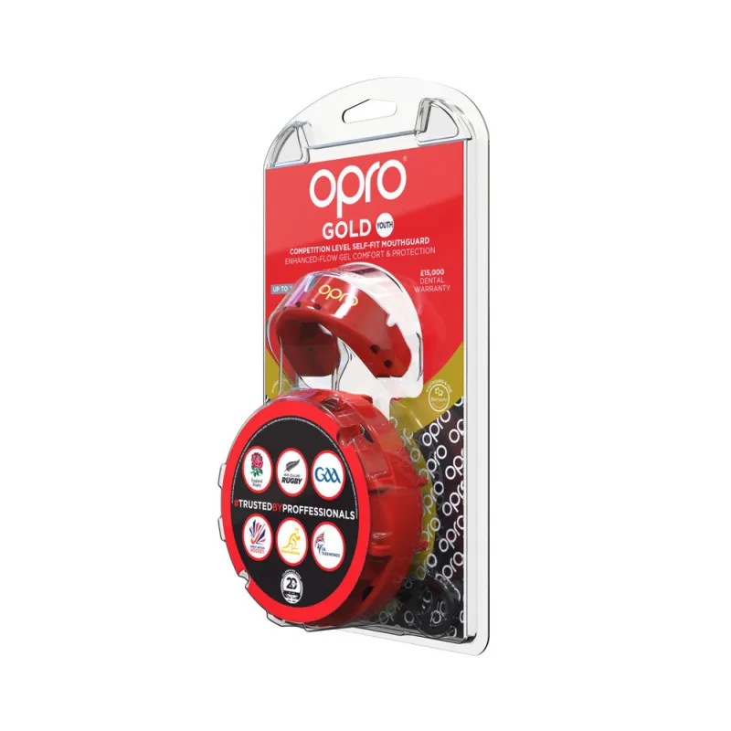 OPRO Self-Fit GEN4 Junior Gold Mouthguard - Red/Pearl 5 OPRO Self-Fit GEN4 Junior Gold Mouthguard - Red/Pearl - Image 3